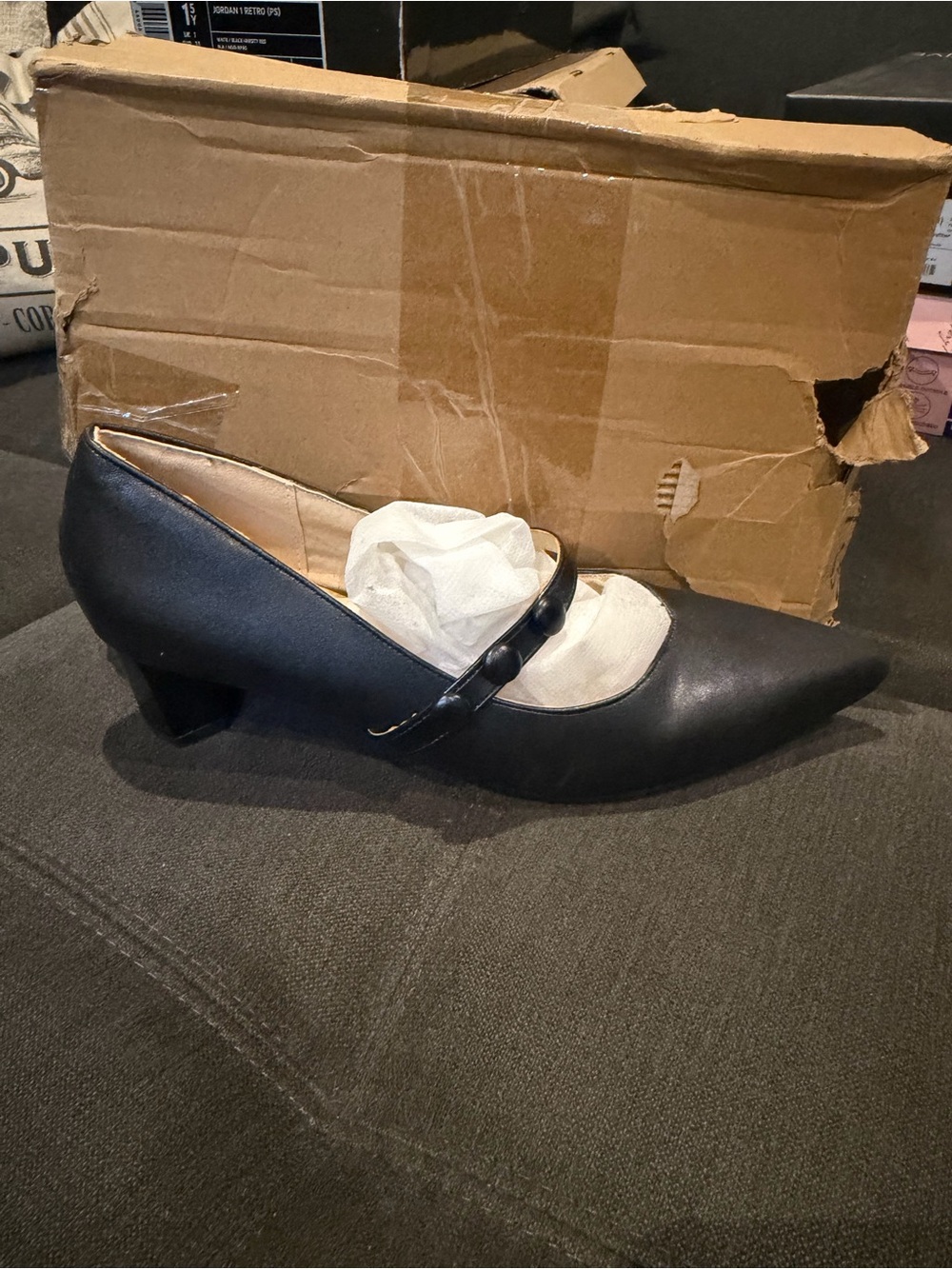 Butiti Women’s Mary Jane Pump Heel Shoes Black Leather Size 9.5 M US